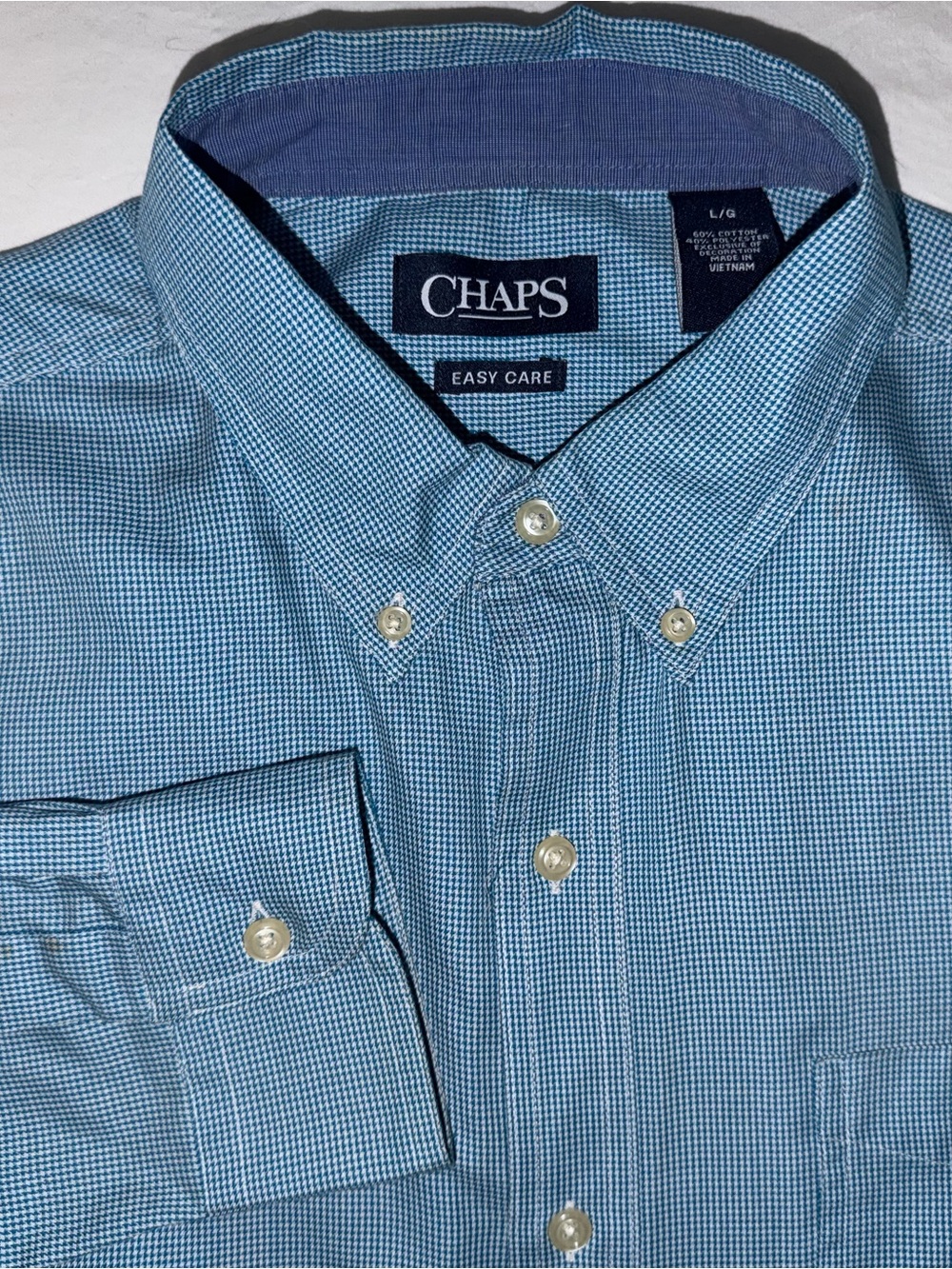 Chaps Men’s Blue Microcheck Button-Down Shirt